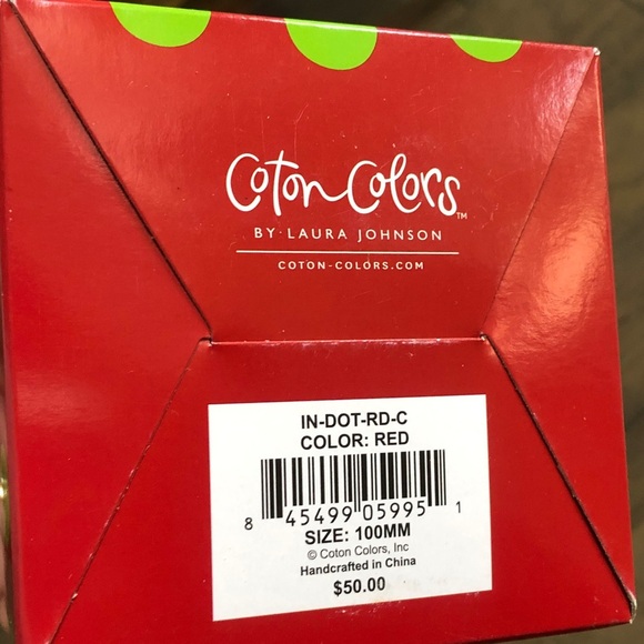 Coton Colors “C” monogram initial red/green dot Christmas ornament New - Picture 6 of 6